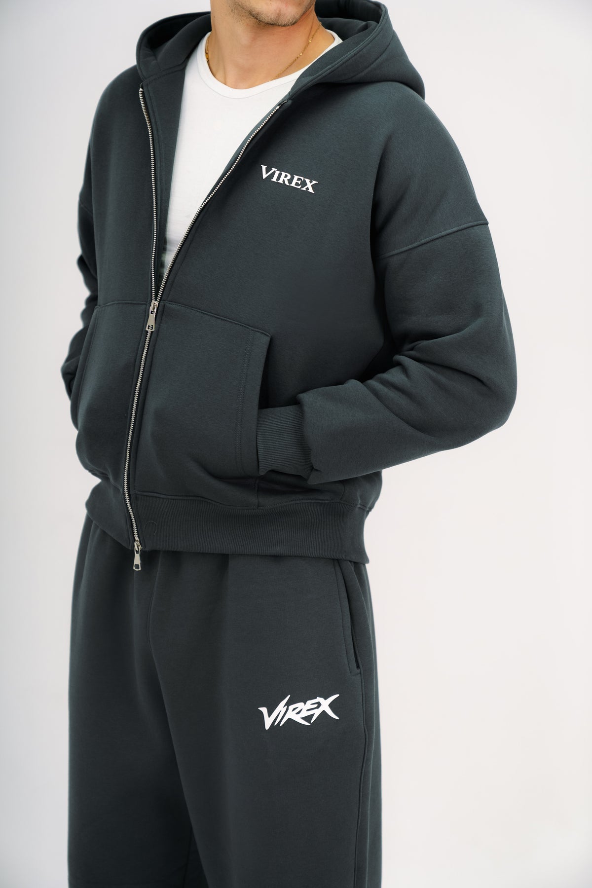 Dark Gray Essential Zip-Up Hoodie