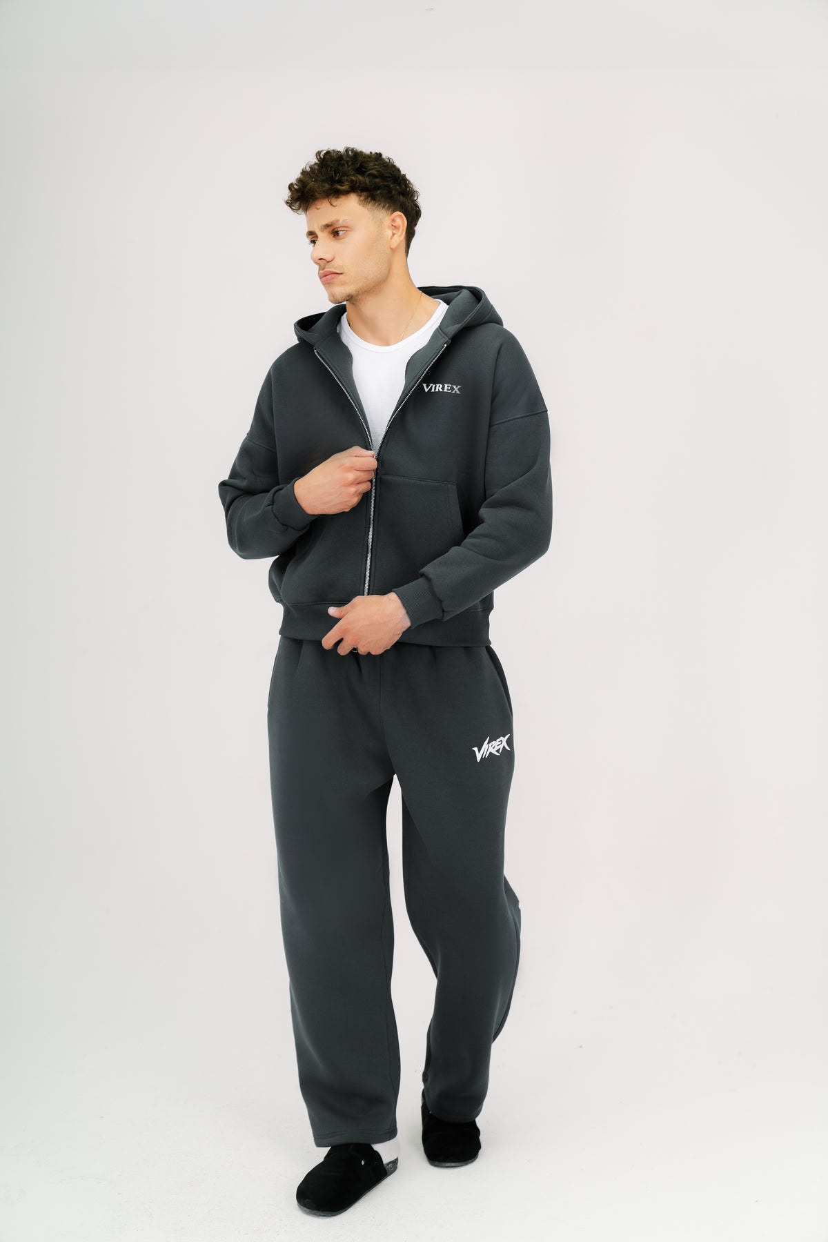 Dark Gray Essential Zip-Up Hoodie