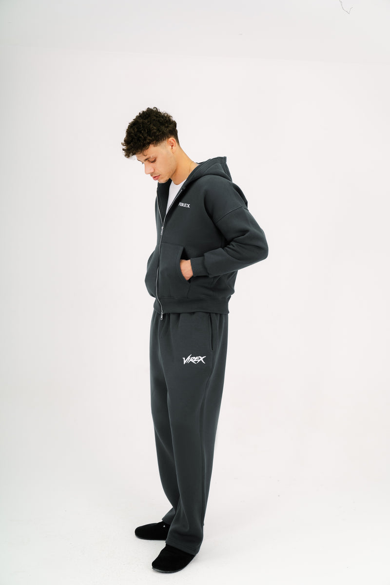 Dark Gray Essential Zip-Up Hoodie