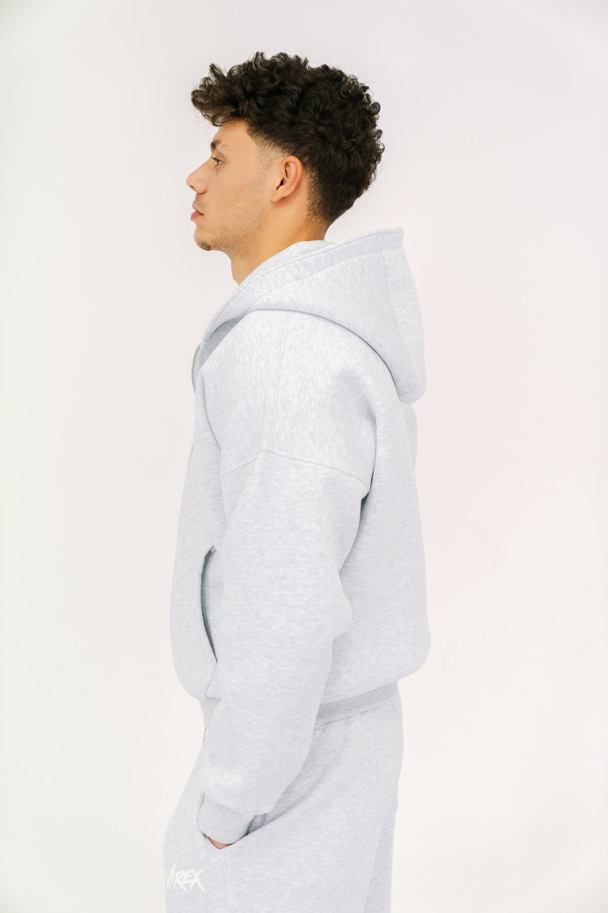Light Gray Essential Zip-Up Hoodie