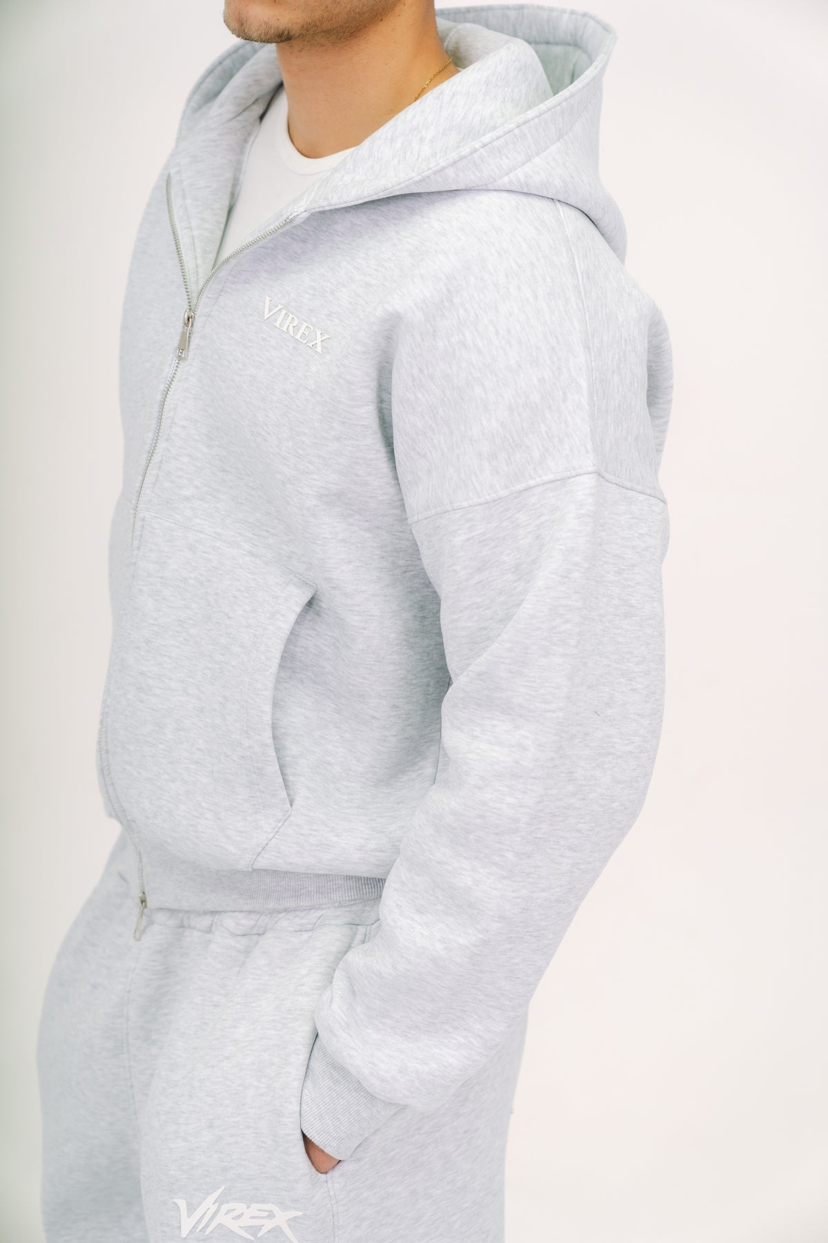 Light Gray Essential Zip-Up Hoodie