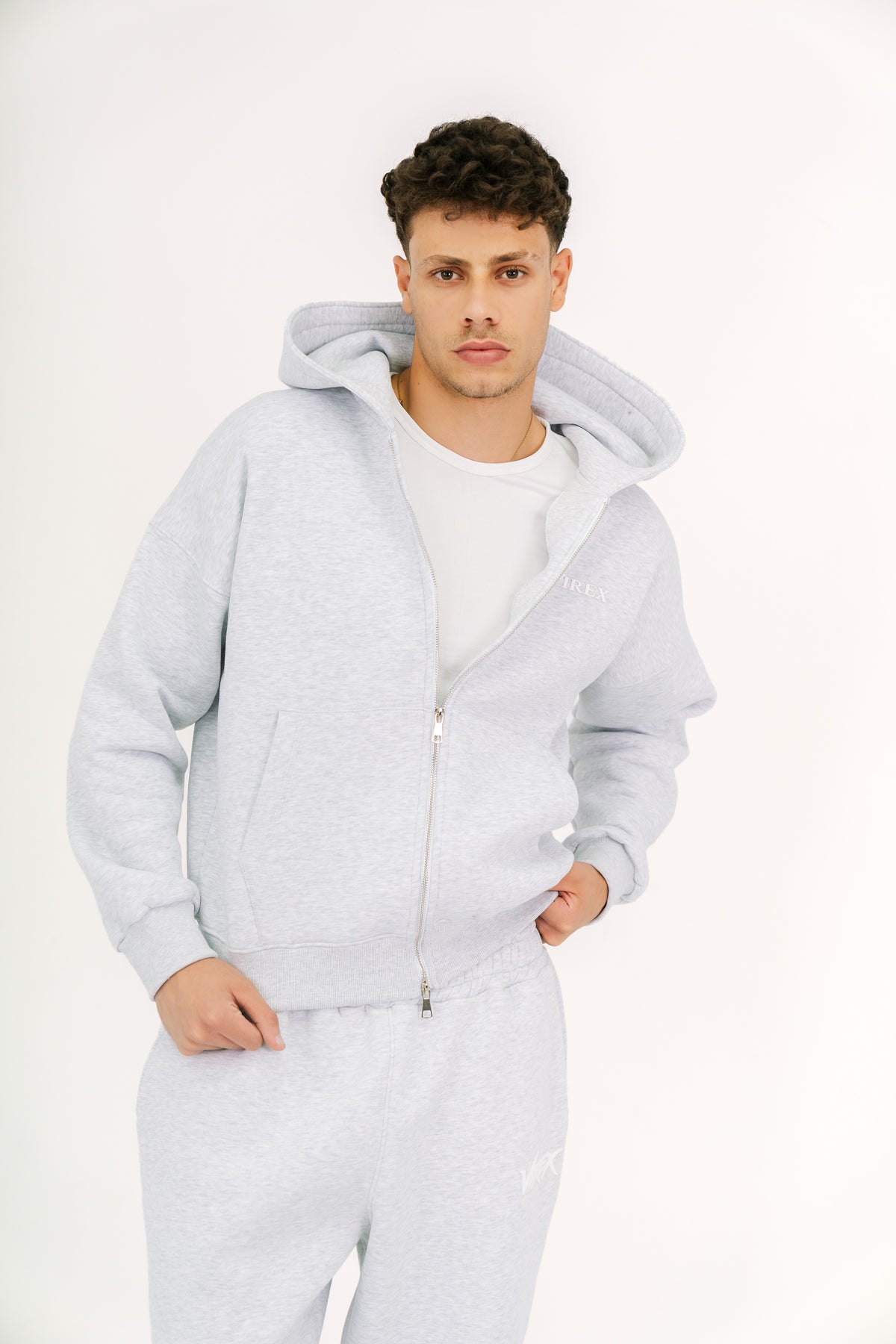 Light Gray Essential Zip-Up Hoodie