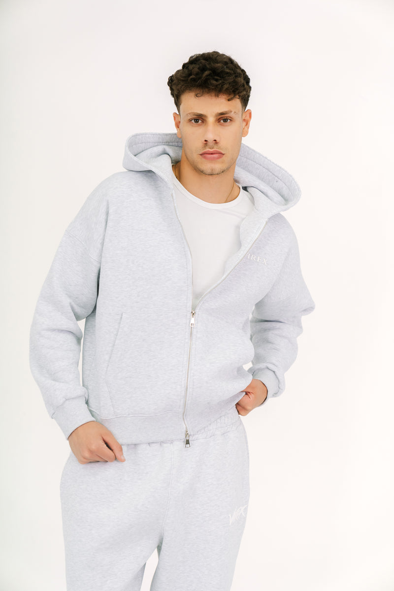 Light Gray Essential Zip-Up Hoodie