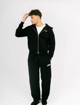 Black Essential Zip-Up Hoodie