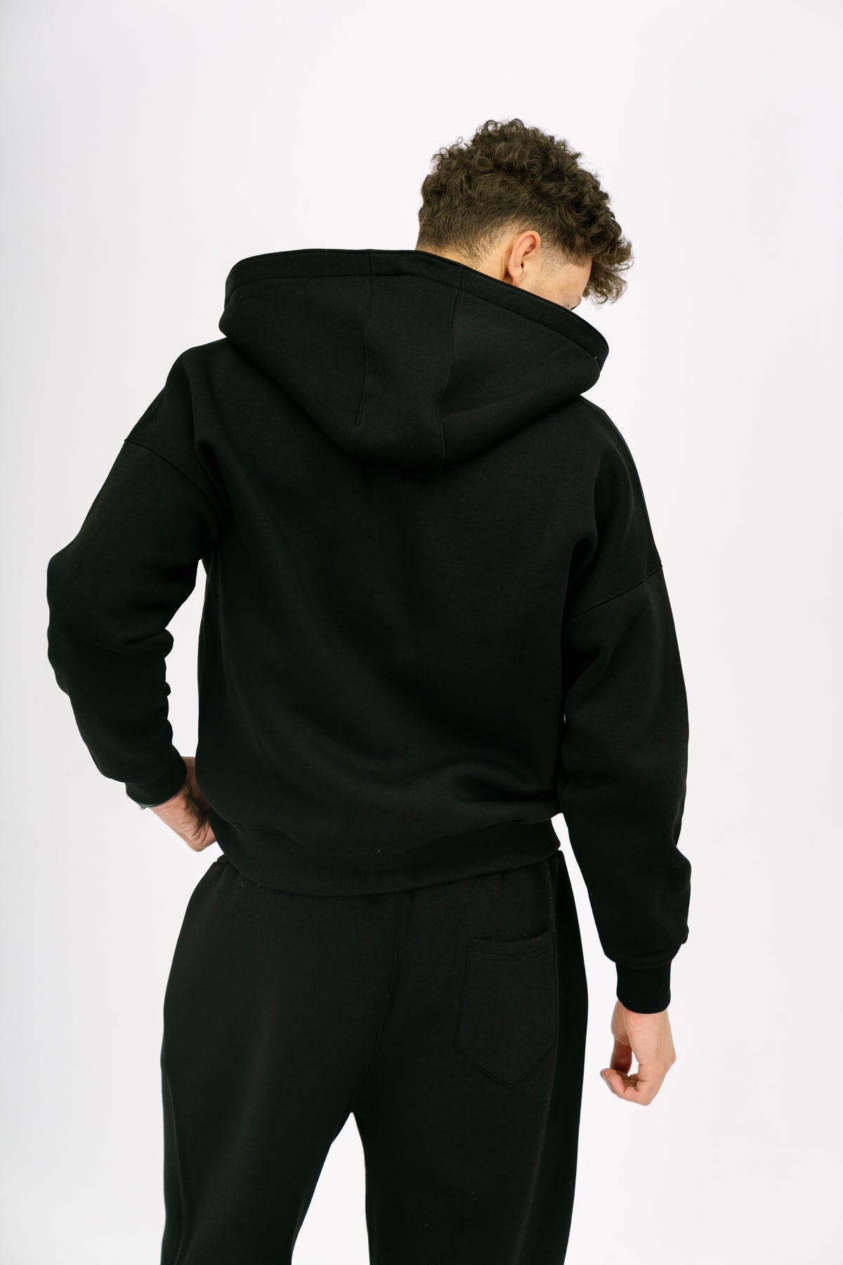 Black Essential Zip-Up Hoodie