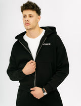 Black Essential Zip-Up Hoodie