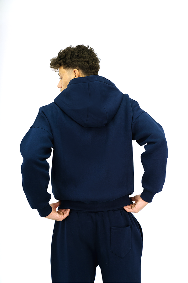 Navy Essential Zip-Up Hoodie