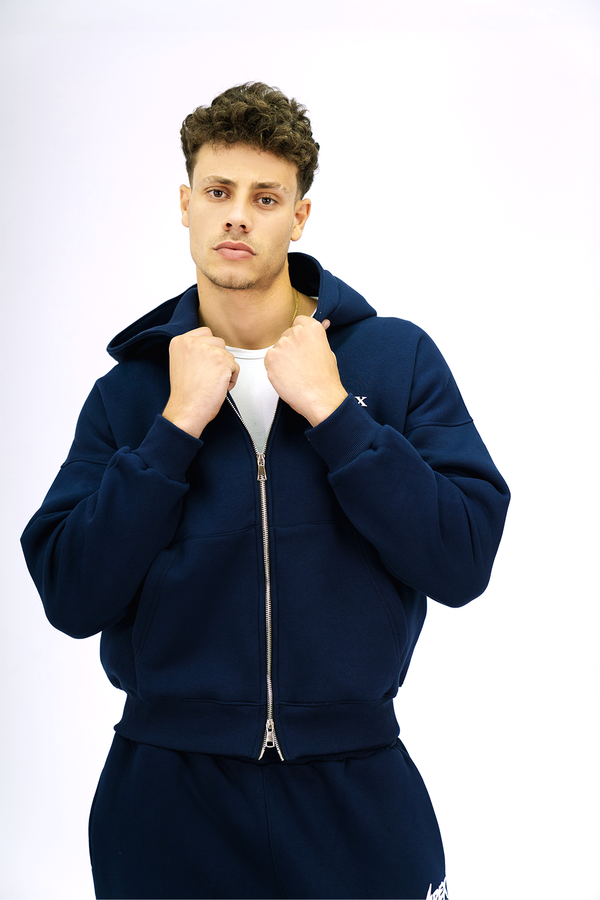 Navy Essential Zip-Up Hoodie