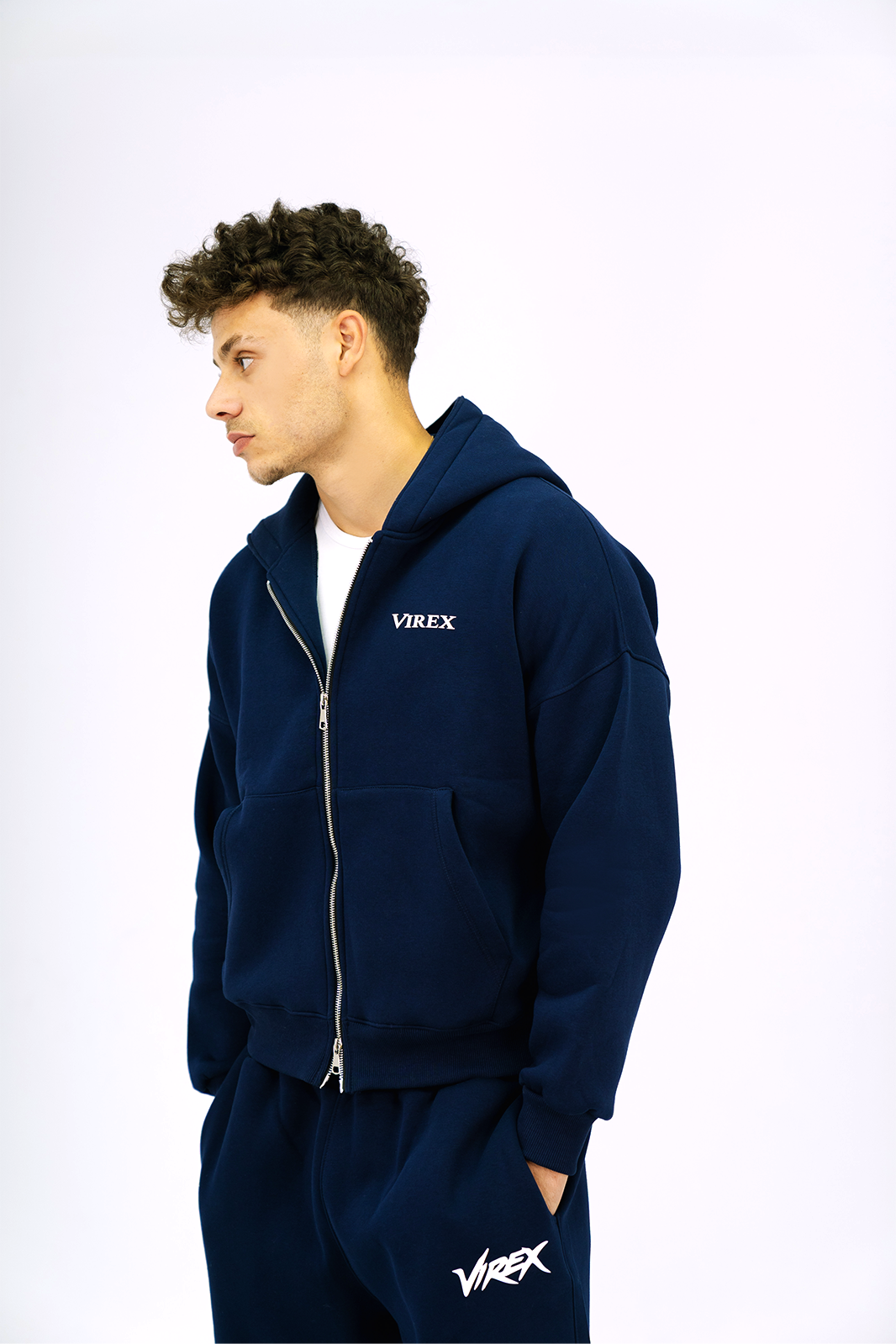 Navy Essential Zip-Up Hoodie