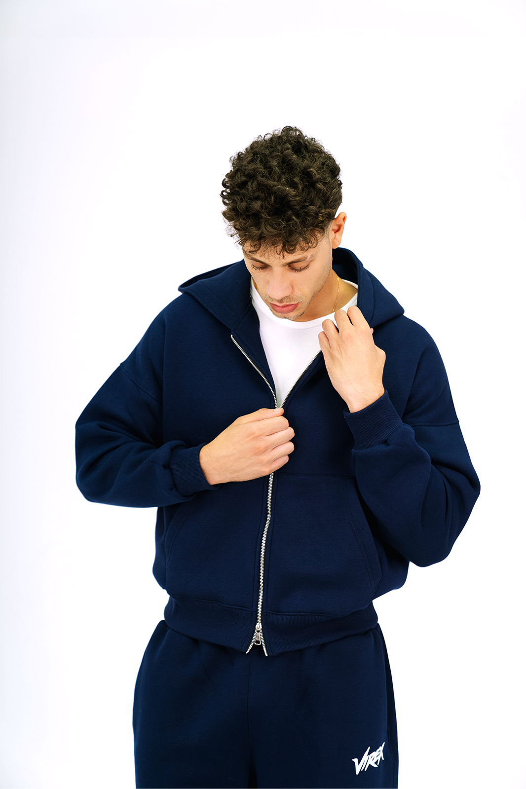 Navy Essential Zip-Up Hoodie