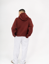 ِEssential Printed Hoodie - Burgandy