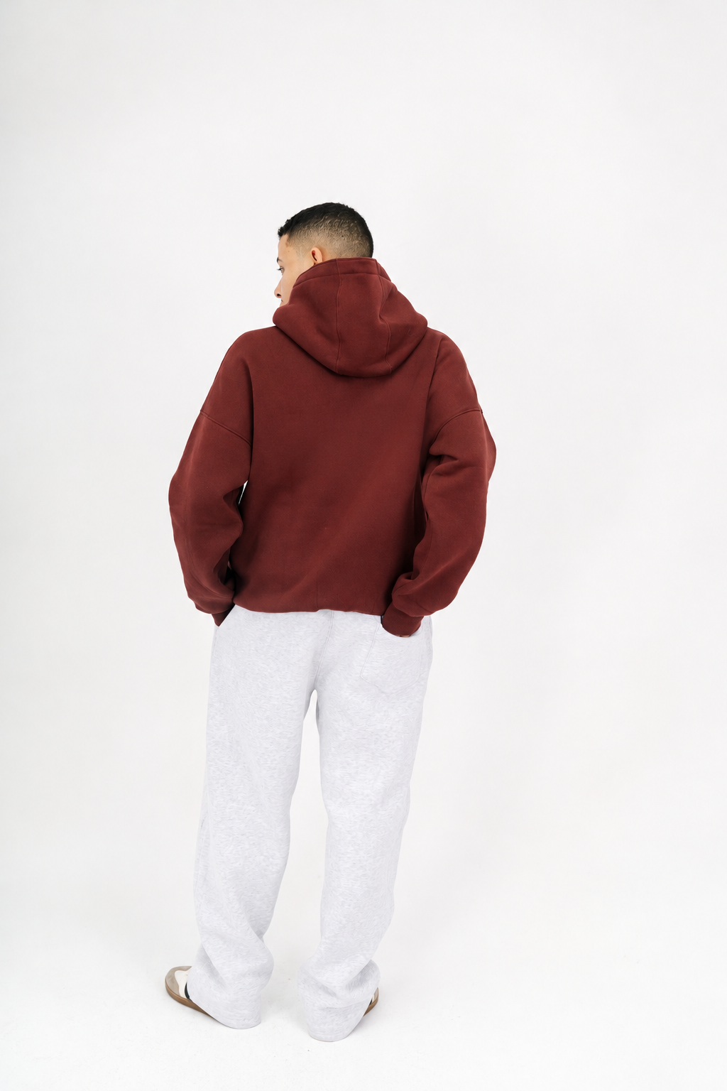 ِEssential Printed Hoodie - Burgandy