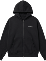 Black Essential Zip-Up Hoodie