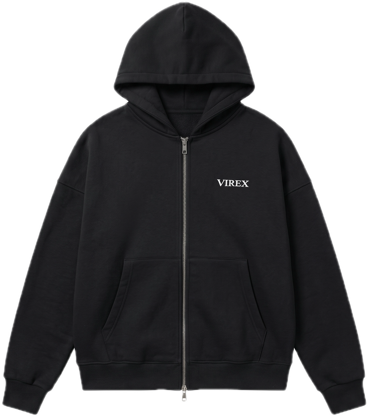 Black Essential Zip-Up Hoodie